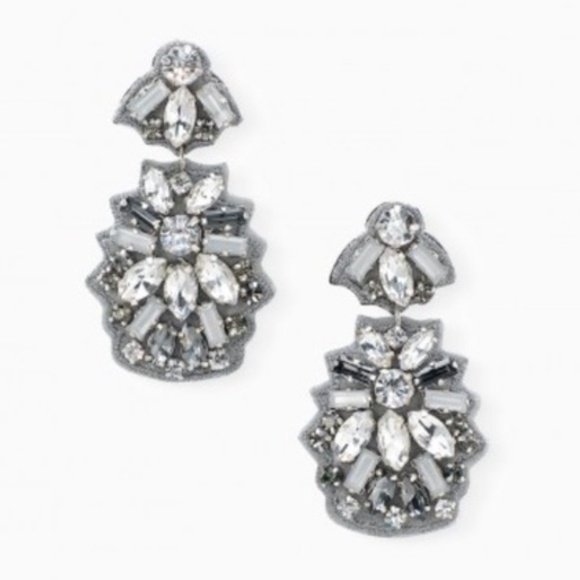 Stella & Dot | Crystal Leather Mosaic Gala Statement Chandelier Earrings - Picture 2 of 5